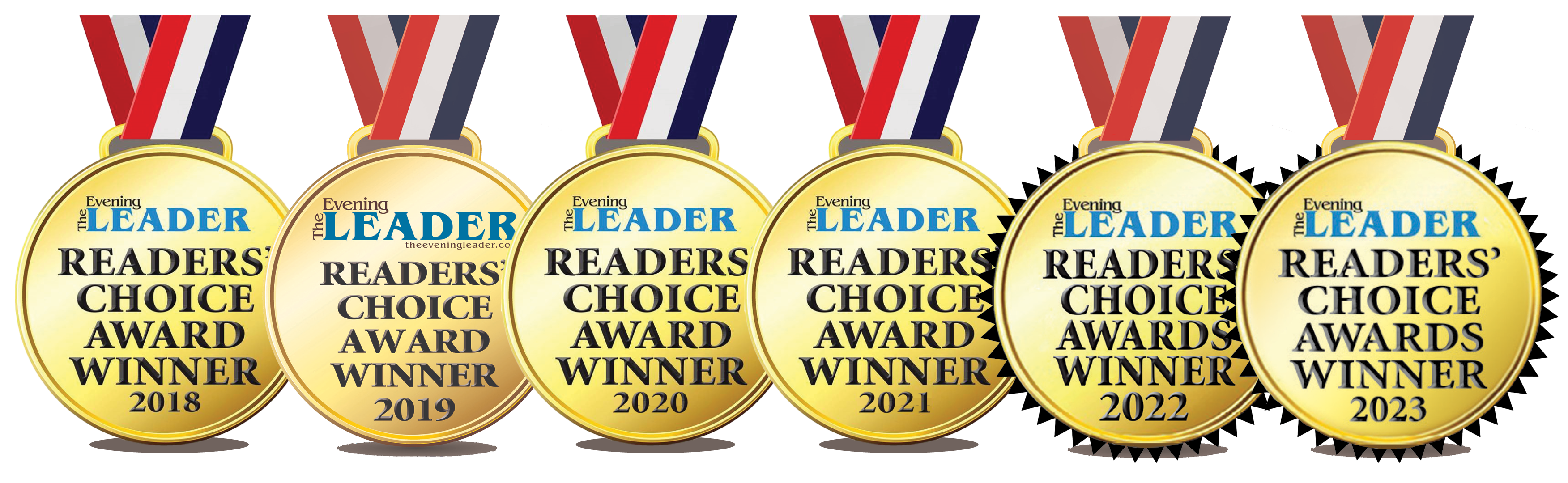 The Evening Leader Readers' Choice Awards from 2018 to 2023